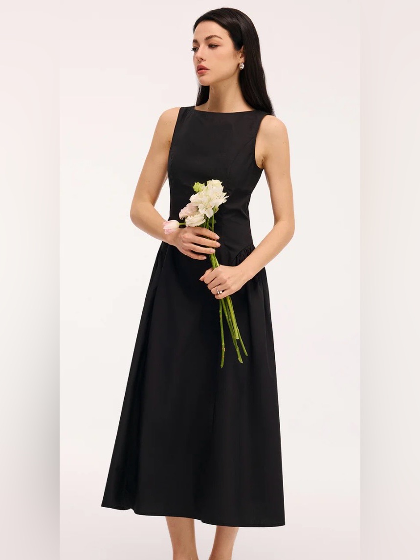 Commense Umbrella Hem Cotton Sleeveless Maxi Dress